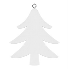White wooden Christmas tree ornament isolated on white background