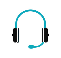 Headphones with microphone, headset icon. Support, Call center