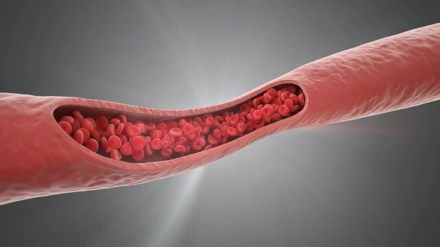 Blood Flow Visualization Red Blood Cells in a Vessel.