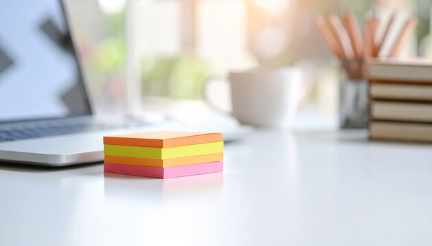 Marketing plan brainstorming sticky strategy business idea creativity note planning teamwork bright office desk with colorful memo pads near