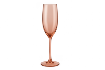 Rose gold champagne flute glass empty on transparent background
