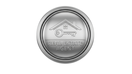 3D icon real estate agent badge, isolated on white background ()