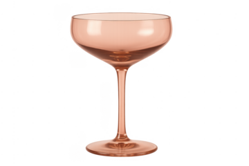 Empty rose gold coupe glass on transparent background