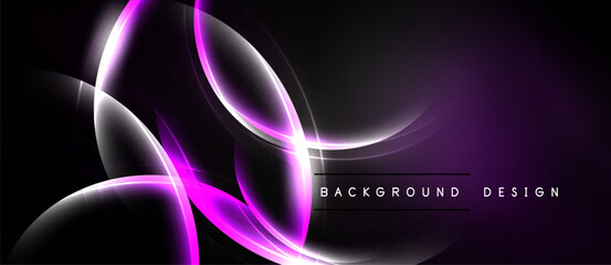 Abstract purple glowing lines over black background. Modern design element, suitable for banners or presentations. Simple, elegant.