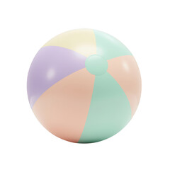 Pastel colored beach ball isolated on transparent background