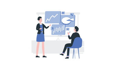 Team Meeting Illustration – Business Analytics & Project Planning