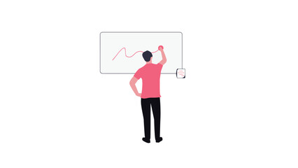 Business Strategy Meeting – Man Presenting Growth Graph on Whiteboard