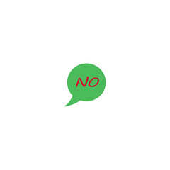 Green speech bubble with red 'no' text indicating refusal or denial isolated on transparent background