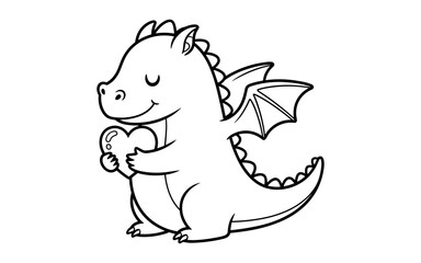 Obraz premium Adorable cartoon dragon holding heart with whimsical charm