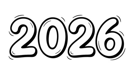 2026 Typography: A clean graphic of the year 2026, set in a modern, bold font. Perfect for illustrating future events, plans, or concepts related to the upcoming year.