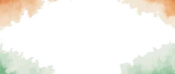 Indian Abstract watercolor frame in Indian flag colors: saffron, white, and green. republic, independence, day, 