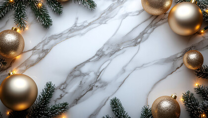 Elegant Marble Background with Luxury Christmas Styling — Premium Holiday Blog Background Photography