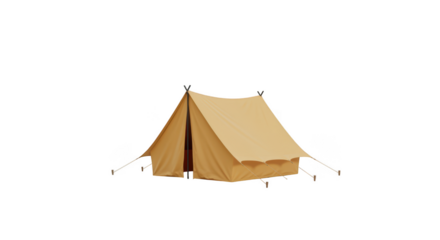 Canvas bell tent for camping and glamping isolated on transparent background