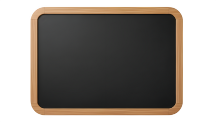 Square chalkboard with wooden frame isolated on transparent background for mockup