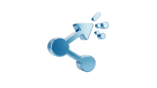 3D icon share arrow symbol, isolated on white background