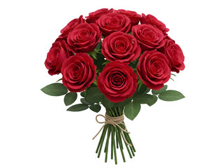Fototapeta premium Bouquet of red roses PNG isolated on transparent background, romantic gift for Valentine s Day and Mother s Day celebrations