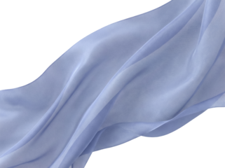 Light blue flowing fabric PNG isolated on transparent background, soft textile material for fashion design and decorative purposes