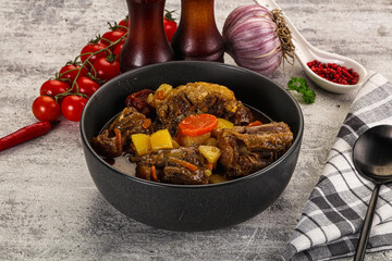 Gourmet Oxtail beef soup with vegetables