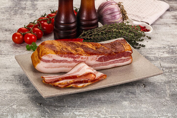 Fat bacon cut with slices