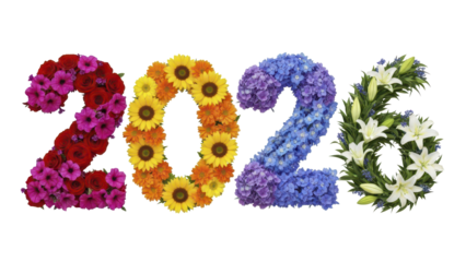 Floral Number 2026 Made of Flowers and Plants A Beautiful Celebration of the New Year
