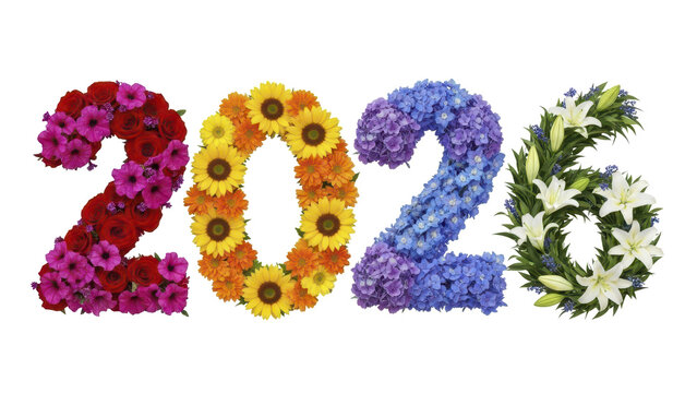 Floral Number 2026 Made of Flowers and Plants A Beautiful Celebration of the New Year