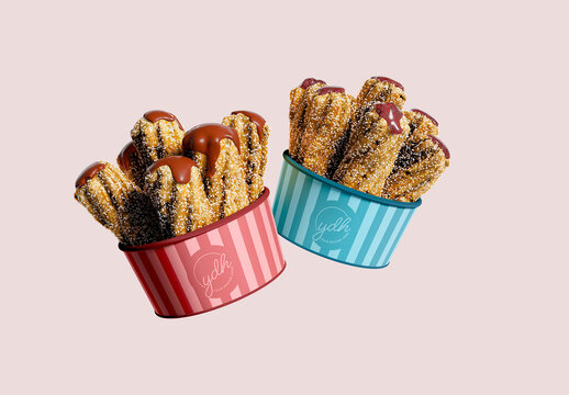 Two Churro Dessert Cups Mockup