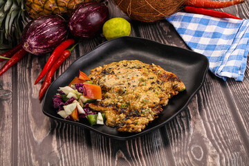 Tasty chicken steak with vegetables