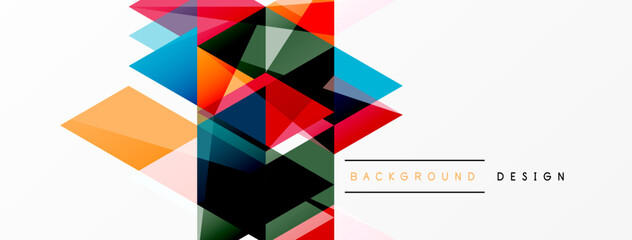 Abstract geometric shapes overlap, creating vibrant colorful design. Minimalist style, modern aesthetic, suitable background element.