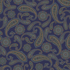 Elegant, seamlessly continuous paisley pattern,
