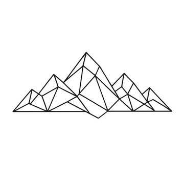 Geometric low-poly mountain art with linear design.