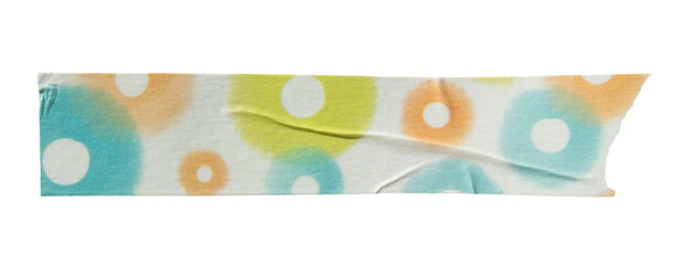Ripped torn paper adhesive colorful dot pattern masking tape on transparent background, washi tape design element