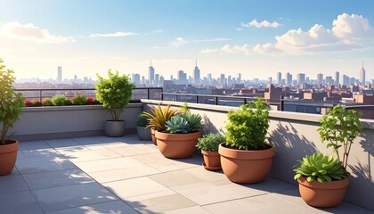 Obraz premium Rooftop garden with cityscape.