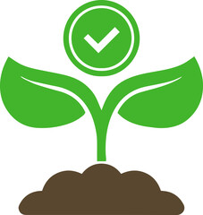 verified growth seedling icon, green nature flat vector symbol