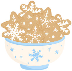 Cozy Winter Pastel – Snowflake Cookies Bowl – Cute Clipart