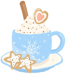 Cozy Winter Pastel – Whipped Cream Winter Drink – Cute Clipart