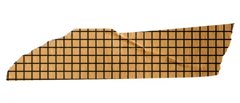 Ripped torn paper adhesive grid pattern washi tape on transparent background