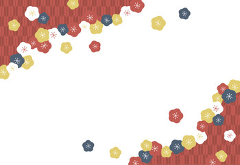 レトロな色合いの梅の花の背景フレーム