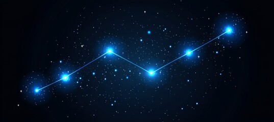 Futuristic Chart of Celestial Trajectory with Dotted Fields and Bright Line of Success Momentum