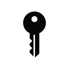 Solid black key stands isolated on a simple white background for security