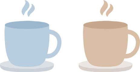 hot coffee tea mugs set, minimal flat vector illustration design
