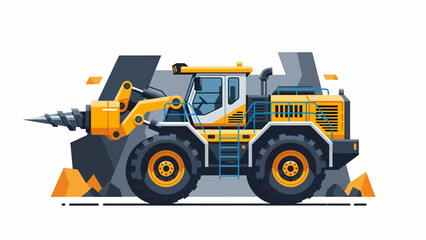 Fototapeta premium Vector Illustration Of Drilling Machine For Mining Industry Works