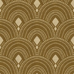Boho Arched Motifs Seamless Pattern. Layered arched shapes with dotted detailing for a warm, artisanal look.