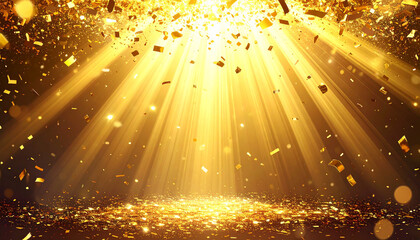 中心から放たれる金色の紙吹雪