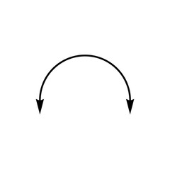 Dual semi circle thin arrow. Vector illustration. Semicircular curved thin long double ended arrow.