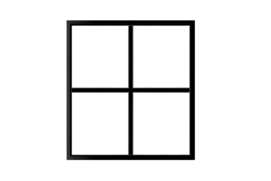 Minimalist design showcases modern four-pane window structure with clean lines and symmetry