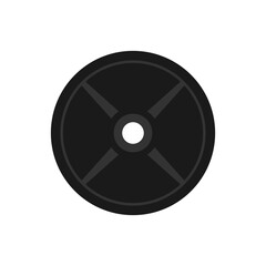 Weight plate or barbell disc, symbolizing strength training, bodybuilding, gym equipment, and fitness workouts. Vector illustration.