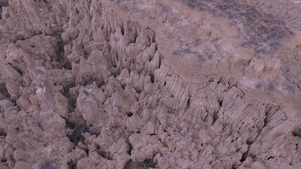 The Aguarales (fairy chimneys) of Valdemiraz or Valpalmas in the Cinco Villas Region. Saragossa. Aragon. Spain. Europe