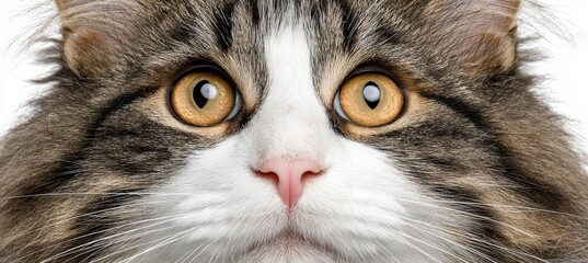 Stunning Portrait of a Norwegian Forest Cat Captivating Eyes, Fluffy Fur, and Playful Expression