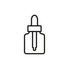 Pipette outline vector icon with dropper bottle. Line art isolated illustration on a white background.