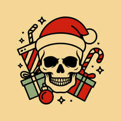 Santa Skull Christmas Gothic Holiday Art